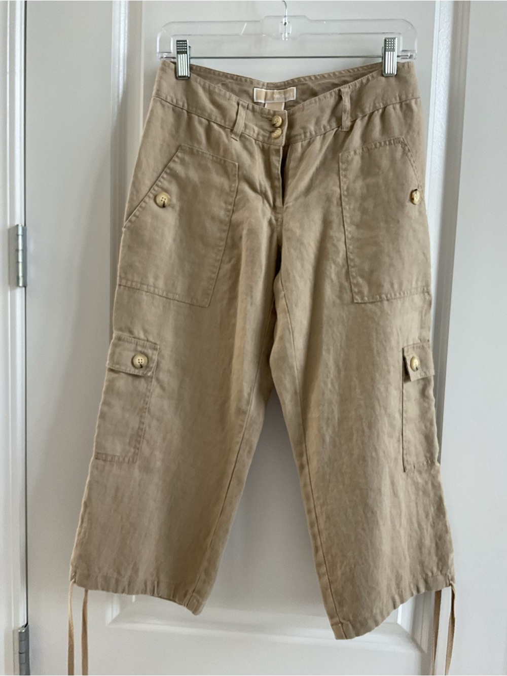 Michael Kors Tan Linen Cargo Capris